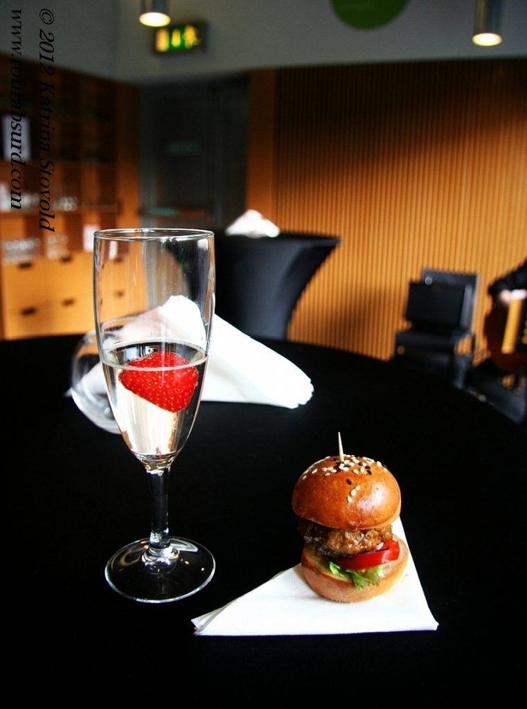 Mini burger and champagne at Fresco Bistro, Cork, Ireland